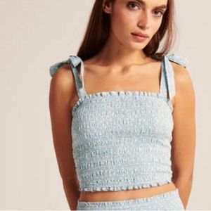 Abercrombie Tie Strap Floral Smocked Tank
